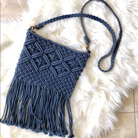 street level Handbags - Blue Crossbody Purse Bag with Fringe